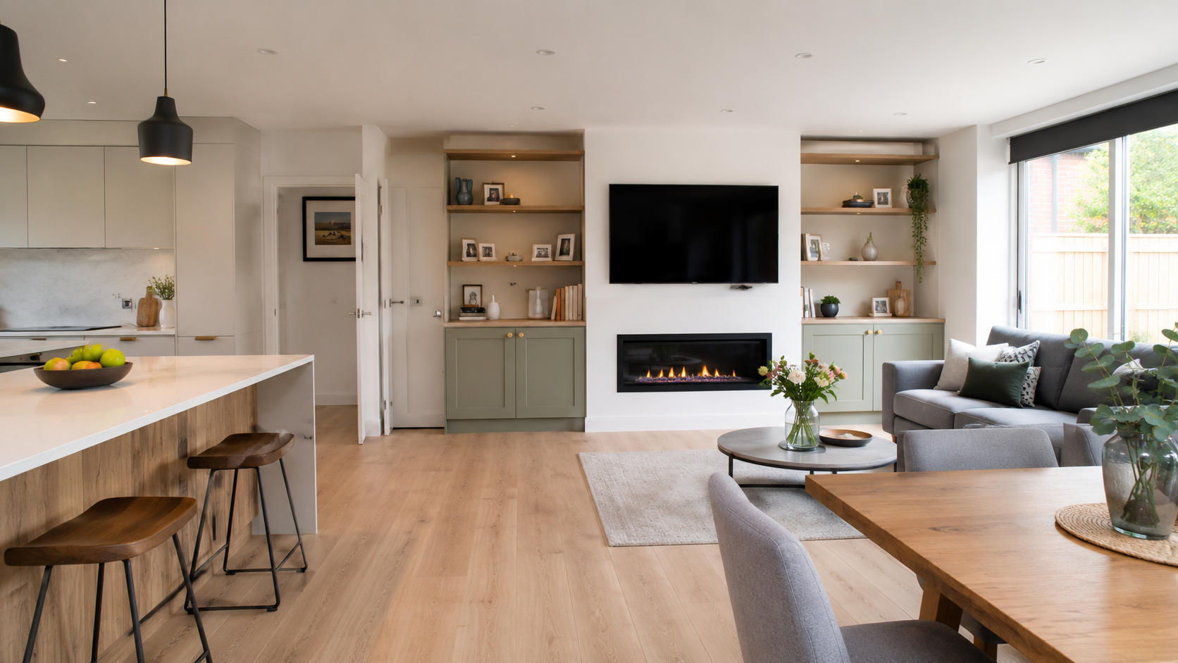 Ground floor renovation in Dublin with open-plan kitchen living refurbishment in progress