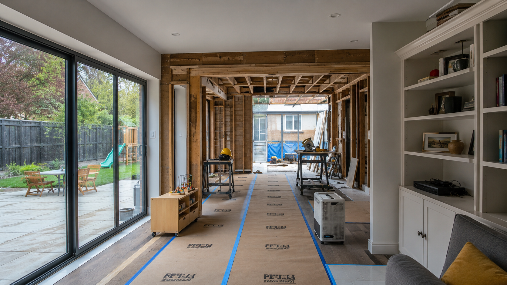 Home renovation planning in Dublin with floor plans and material samples