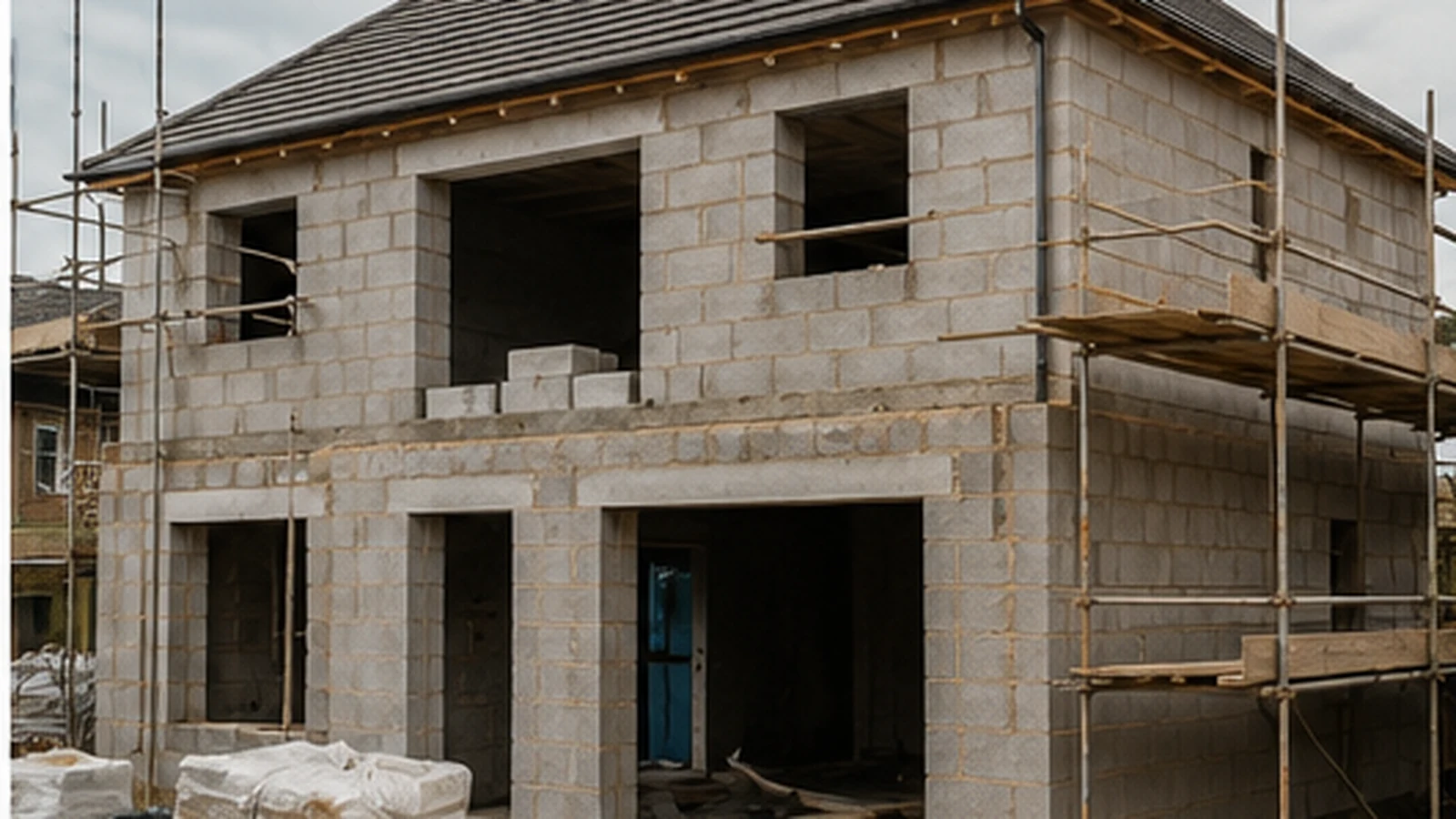 Incomplete house extension in Dublin being prepared for project rescue and completion by replacement builders