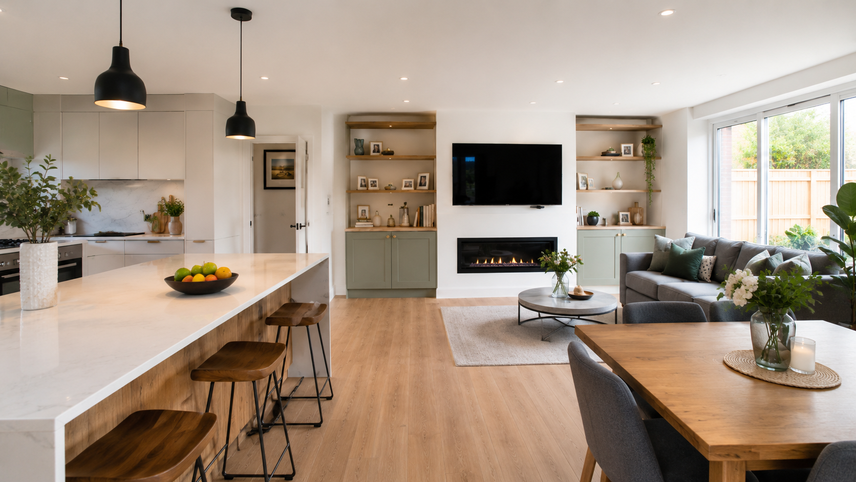 Kitchen living dining renovation in Dublin creating a connected open plan ground floor